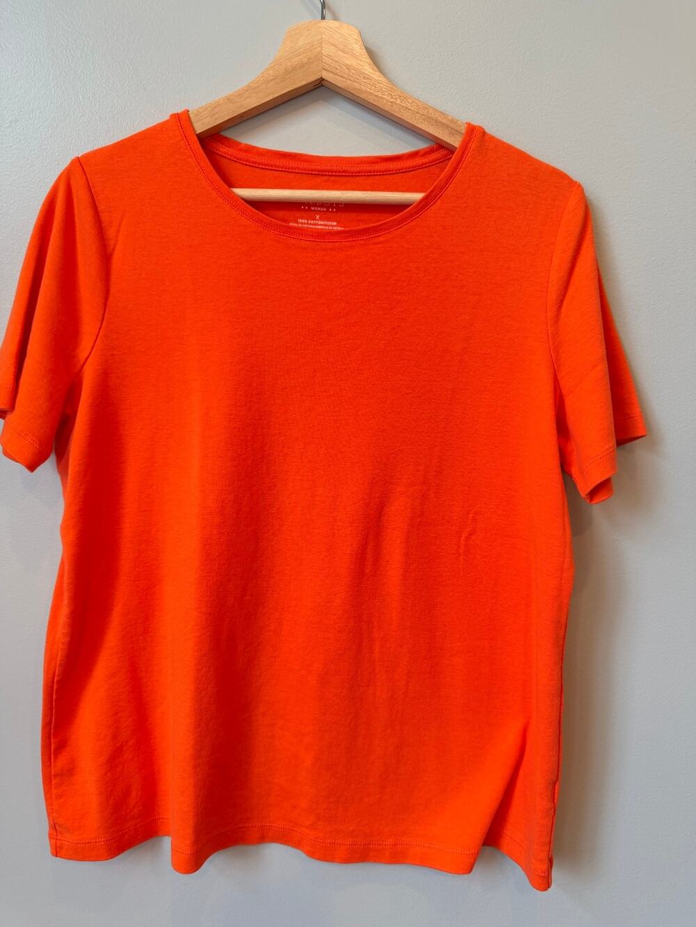 Talbots Bright Orange 100% Cotton Short Sleeve Tee Shirt Size X Plus Size